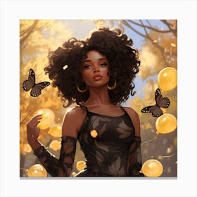 Black Girl With Afro 4 Canvas Print