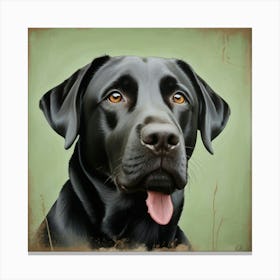 Lifelike Vision Black Labrador Dog Sage Green Art 1 Canvas Print