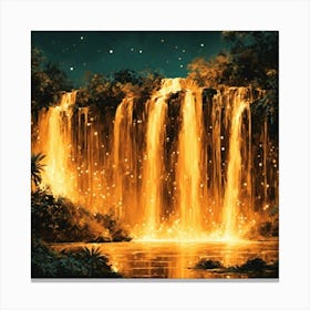 Waterfall At Night 1 Canvas Print