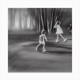 Children Playing In The Woods Canvas Print