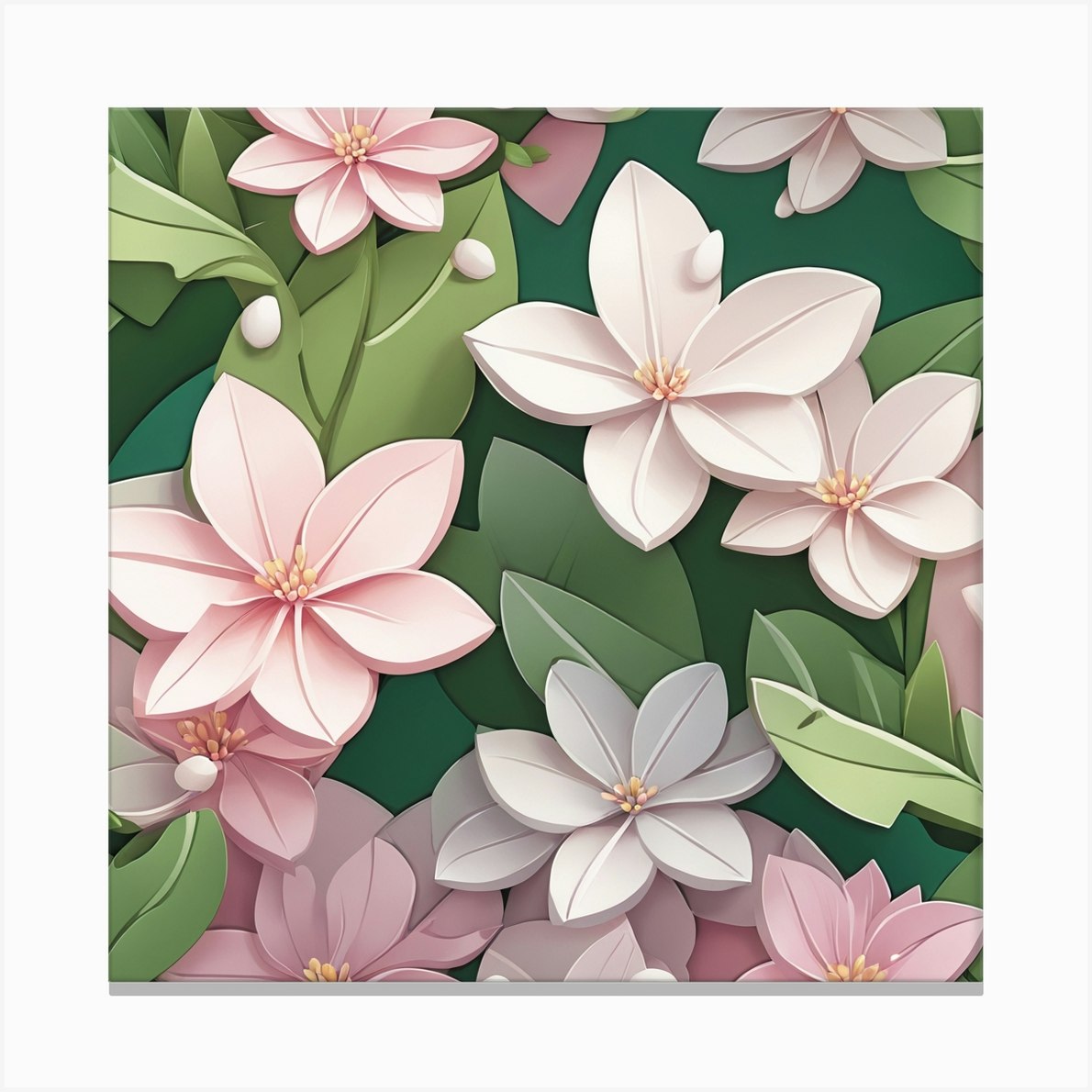 White Jasmine Flowers by Firina - Wrapped Canvas Photograph Ebern Designs Size: 48 H x 32 W x 1.25 D