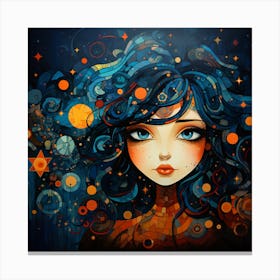 Girl With Blue Hair Canvas Print