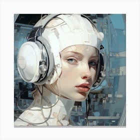Futuristic Girl With Headphones Canvas Print