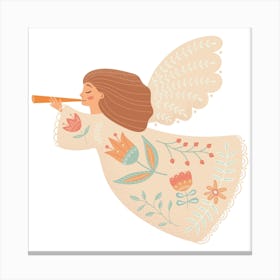 Angel With A Trumpet Christmas Canvas Print