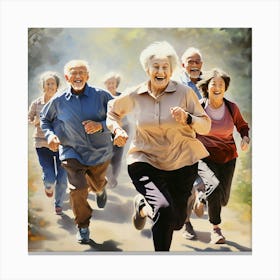 Jogging Seniors Canvas Print