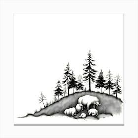 Sheep In The Woods Canvas Print