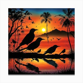 Sunset Birds Canvas Print