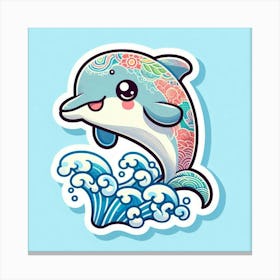 Cute Dolphin Sticker Canvas Print