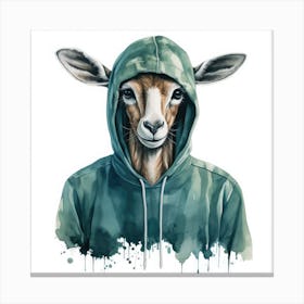 Watercolour Cartoon Springbok In A Hoodie Canvas Print