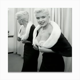 Jayne Mansfield Dressing In Front Of Mirror Canvas Print