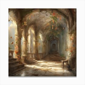 Hallway In An Old Castle Canvas Print