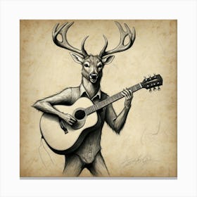 Deer With Guitar 4 Canvas Print