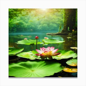 Lotus Flower In The Water Canvas Print
