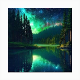 Night Sky Over Lake 21 Canvas Print