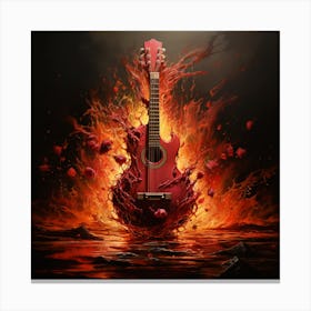 Guitar On Fire Canvas Print