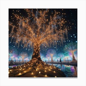 Christmas Tree At Night Canvas Print