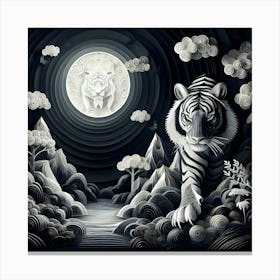 Tiger In The Moonlight Canvas Print