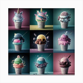 Unicorn Ice Cream Canvas Print