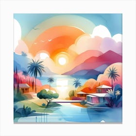 Watercolor Landscape Painting 55 Canvas Print