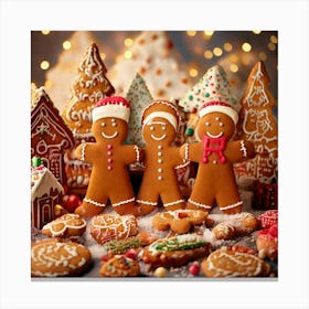 Firefly Festive Gingerbread Friends In A Candy Wonderland 96348 Canvas Print