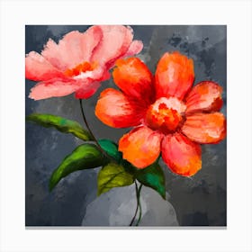 Pink Orange Flowers 1 Canvas Print