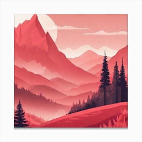 Misty mountains background in red tone 15 Canvas Print