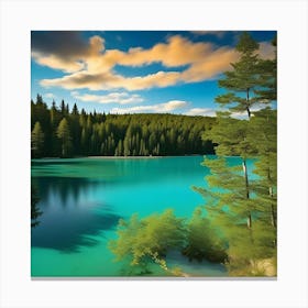 Blue Lake In The Forest 16 Canvas Print