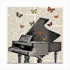 Piano With Butterflies Canvas Print