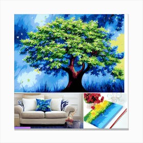 Trees with blue leaves Canvas Print