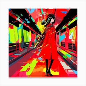Girl In Red Coat Canvas Print