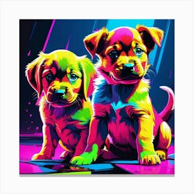 Two Puppies Painting Canvas Print