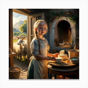 Provençal Sunshine A Nostalgic Portrait Of A Young Cheesemaker In The Style Of Émile Vernon (2) Canvas Print