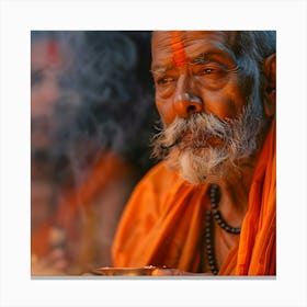 Buddhist Monk In A Temple Canvas Print