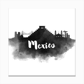 Watercolor Mexico Skyline Canvas Print