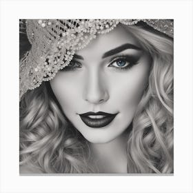 Black And White Portrait Of A Beautiful Woman Canvas Print