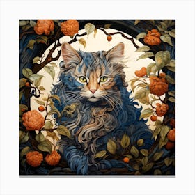 Contemporary Floral Cat 10 Canvas Print