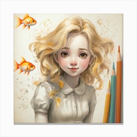 Girl With Goldfish 2 Canvas Print