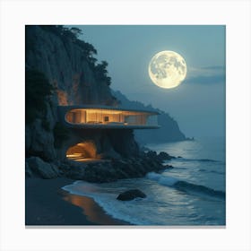 House On The Beach At Night 2 Canvas Print