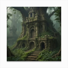 Tree House In The Forest Canvas Print