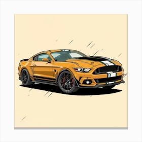 Front Of A Mustang Vector Style Detailed Dark Canvas Print