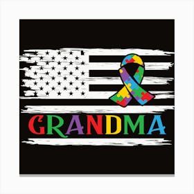 Grandma Autism Awareness Ribbon Canvas Print