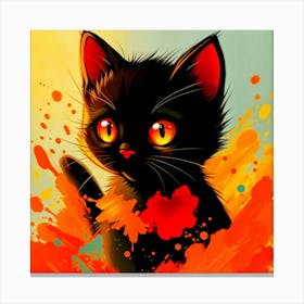 Black Cat Painting Canvas Print