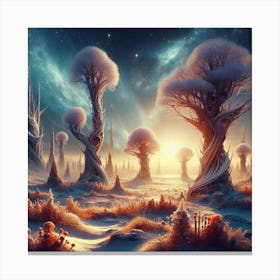 AI Art Inspiration: Capture the Magic of Winter with Fantasy Trees. Canvas Print