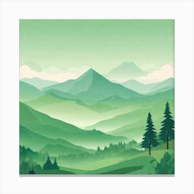 Misty mountains background in green tone 215 Canvas Print