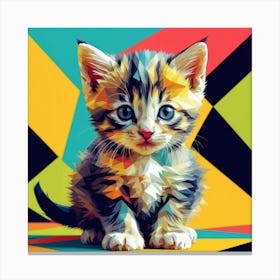 Kitten On A Colorful Background Canvas Print