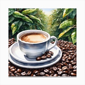 Coffee And Coffee Beans 7 Canvas Print