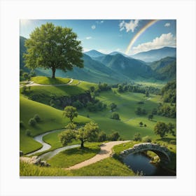 Peaceful Green Valley by Haryako Canvas Print