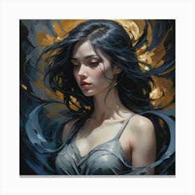 Girl With Black Hair 8 Canvas Print