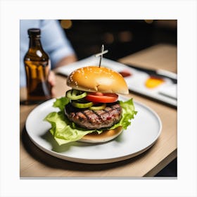 Burger On A Plate 2 Canvas Print