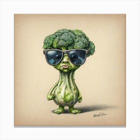 Broccoli With Sunglasses Canvas Print